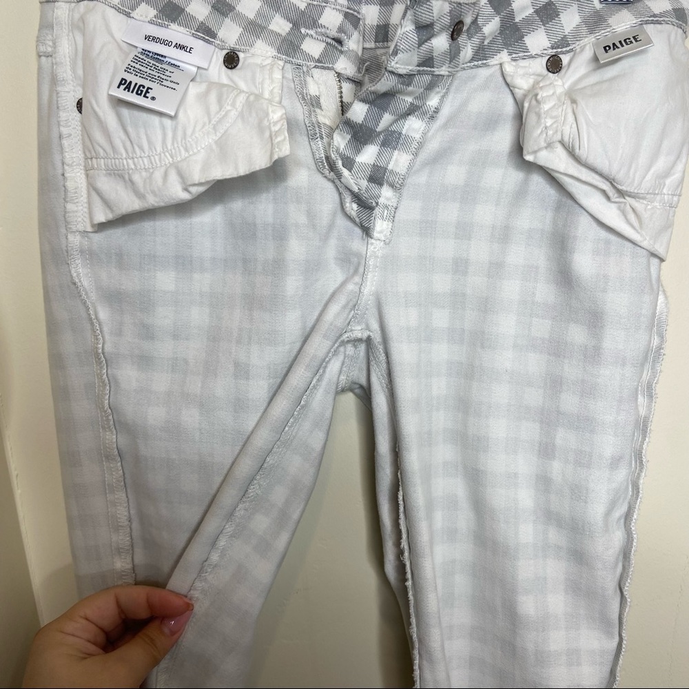 PAIGE Verdugo Ankle Gingham Print Skinny Jeans - Picture 6 of 9